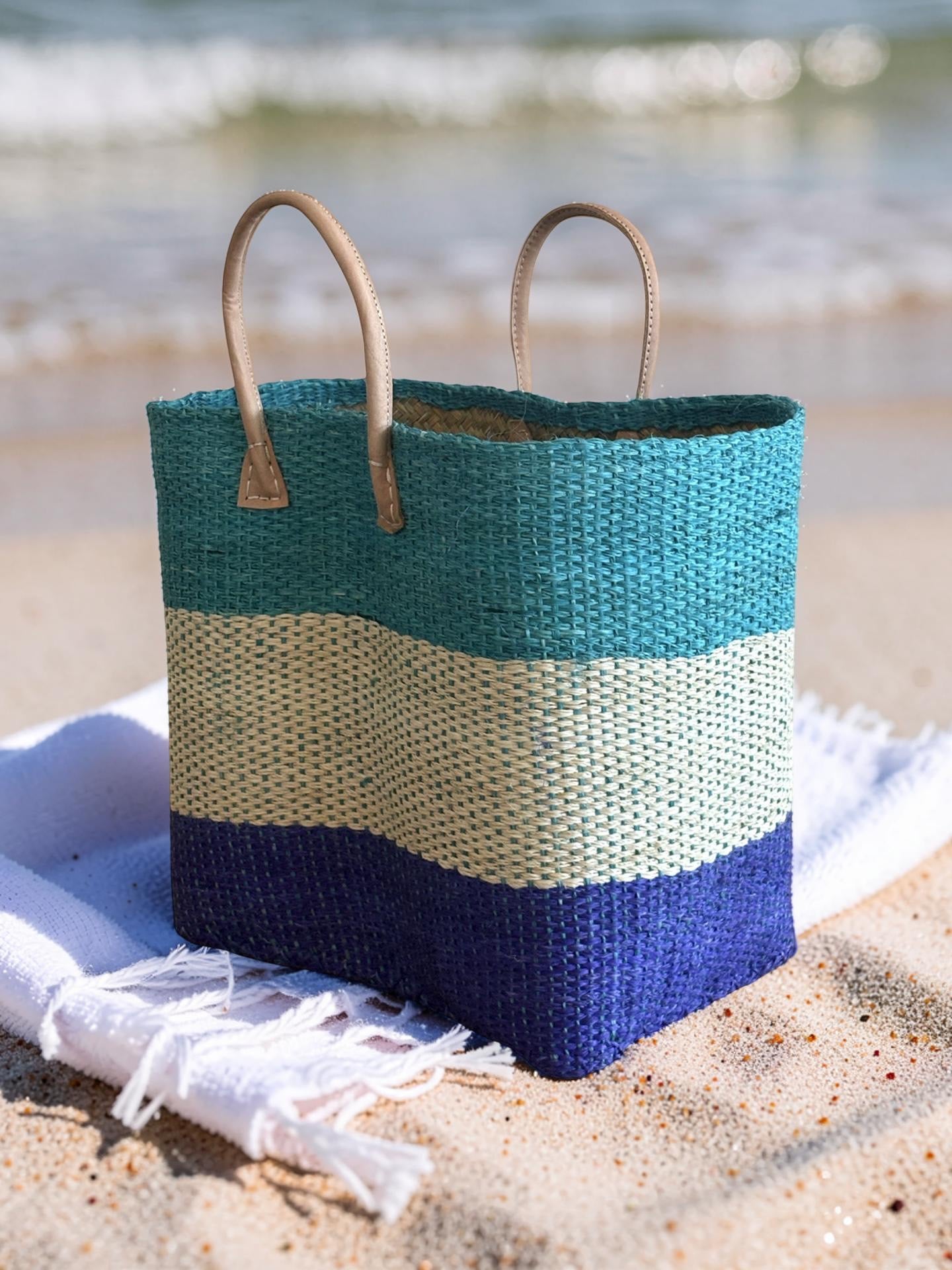 Ocean Blue Sisal Beach Basket - The Hideaway