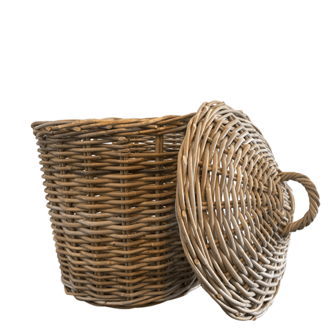 Rattan Laundry Basket With Lid - The Hideaway