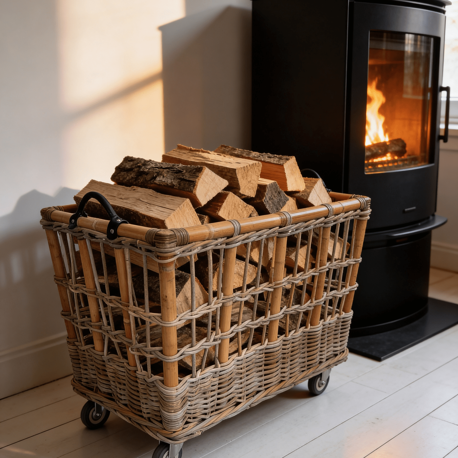 Rectangle Rattan Trolley on Wheels - The Hideaway