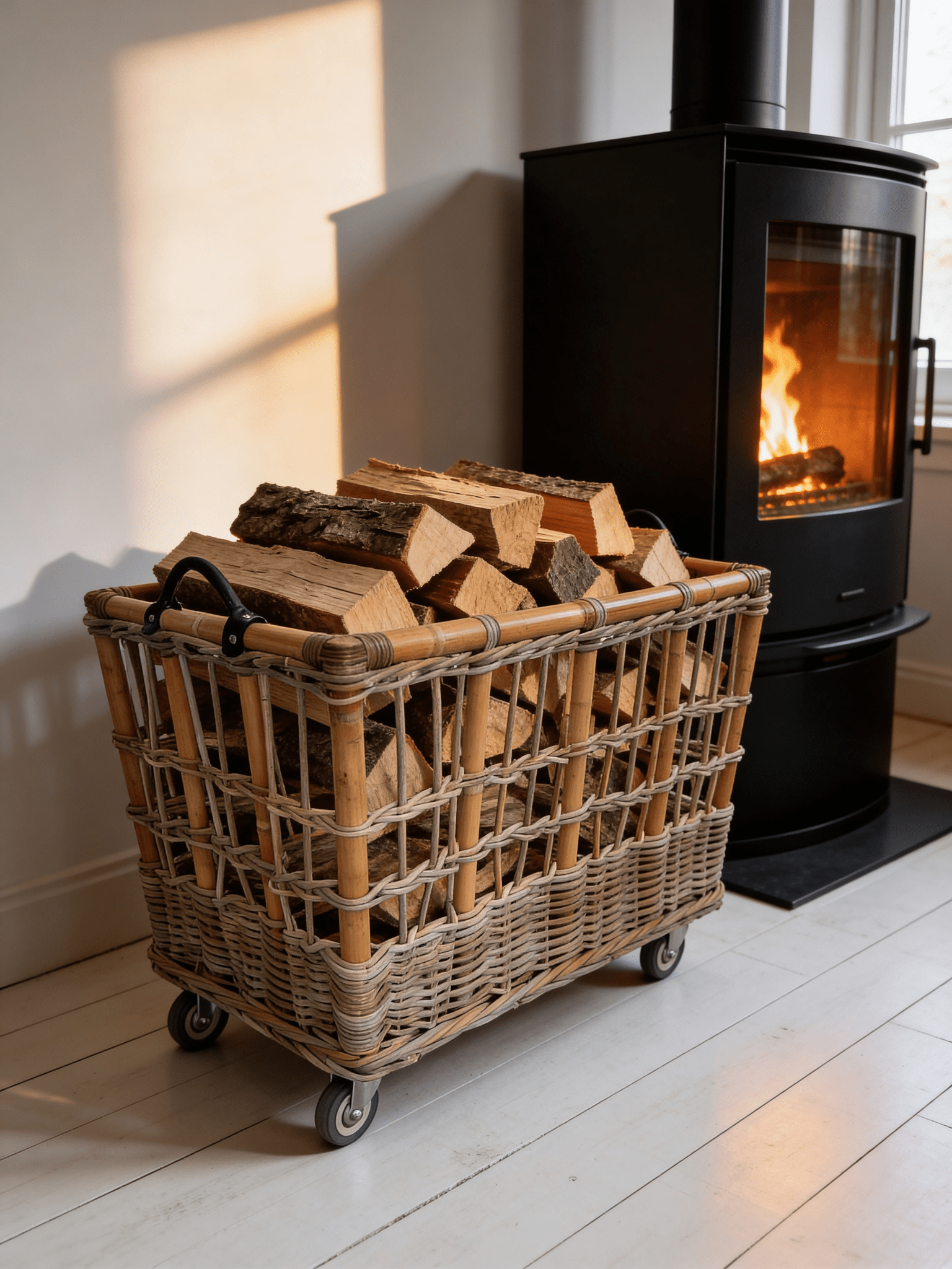 Rectangle Rattan Trolley on Wheels - The Hideaway
