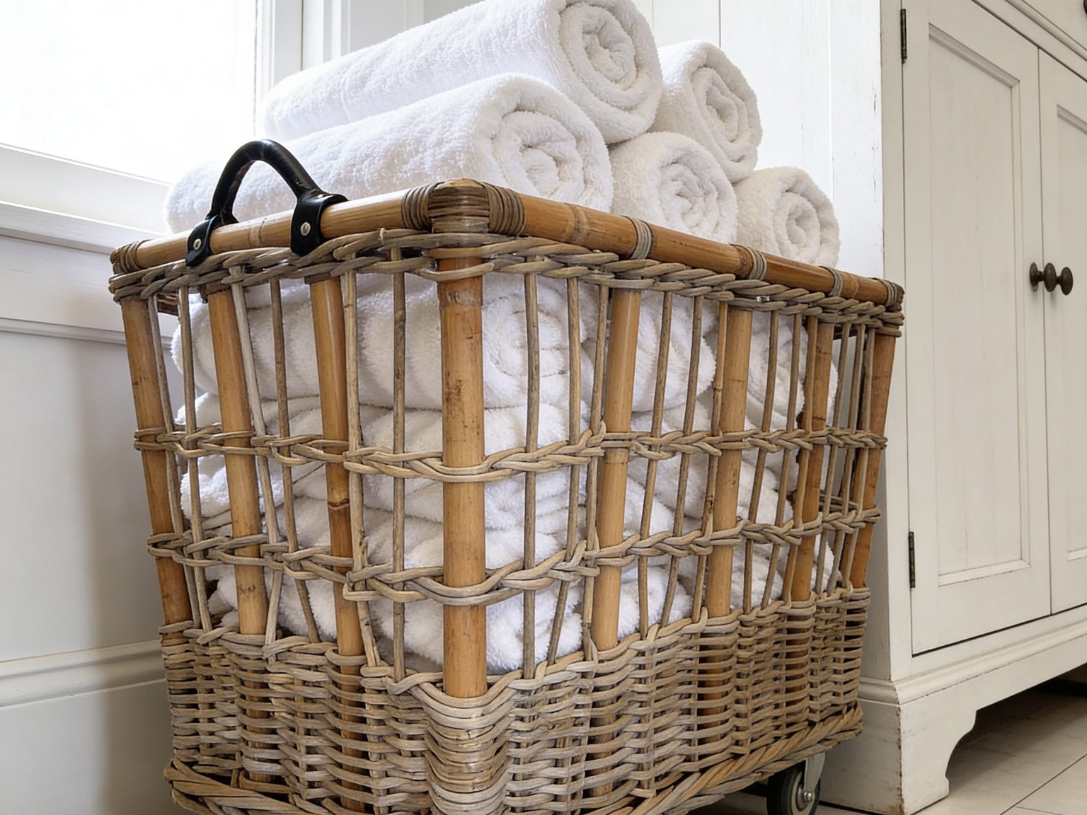 Rectangle Rattan Trolley on Wheels - The Hideaway