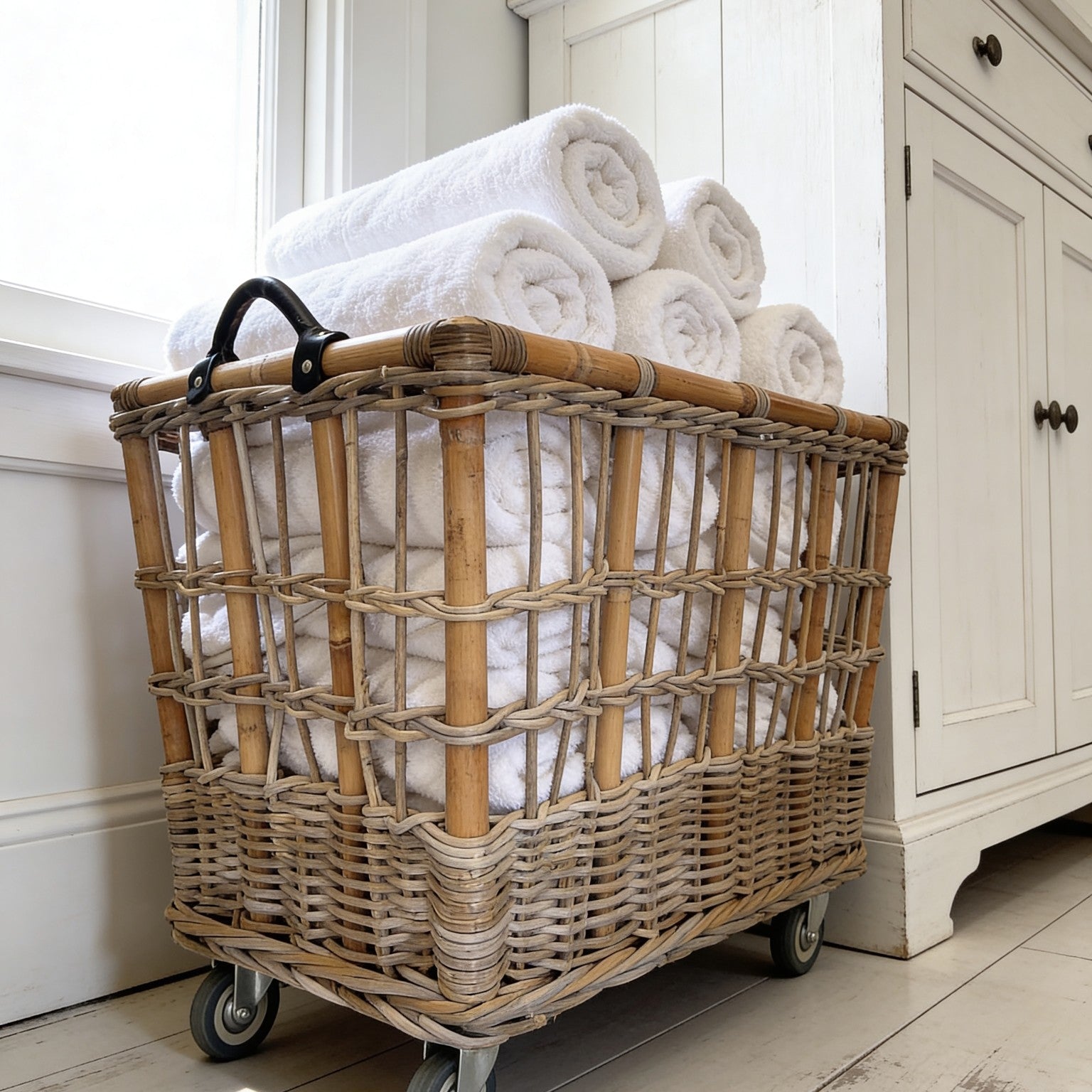 Rectangle Rattan Trolley on Wheels - The Hideaway