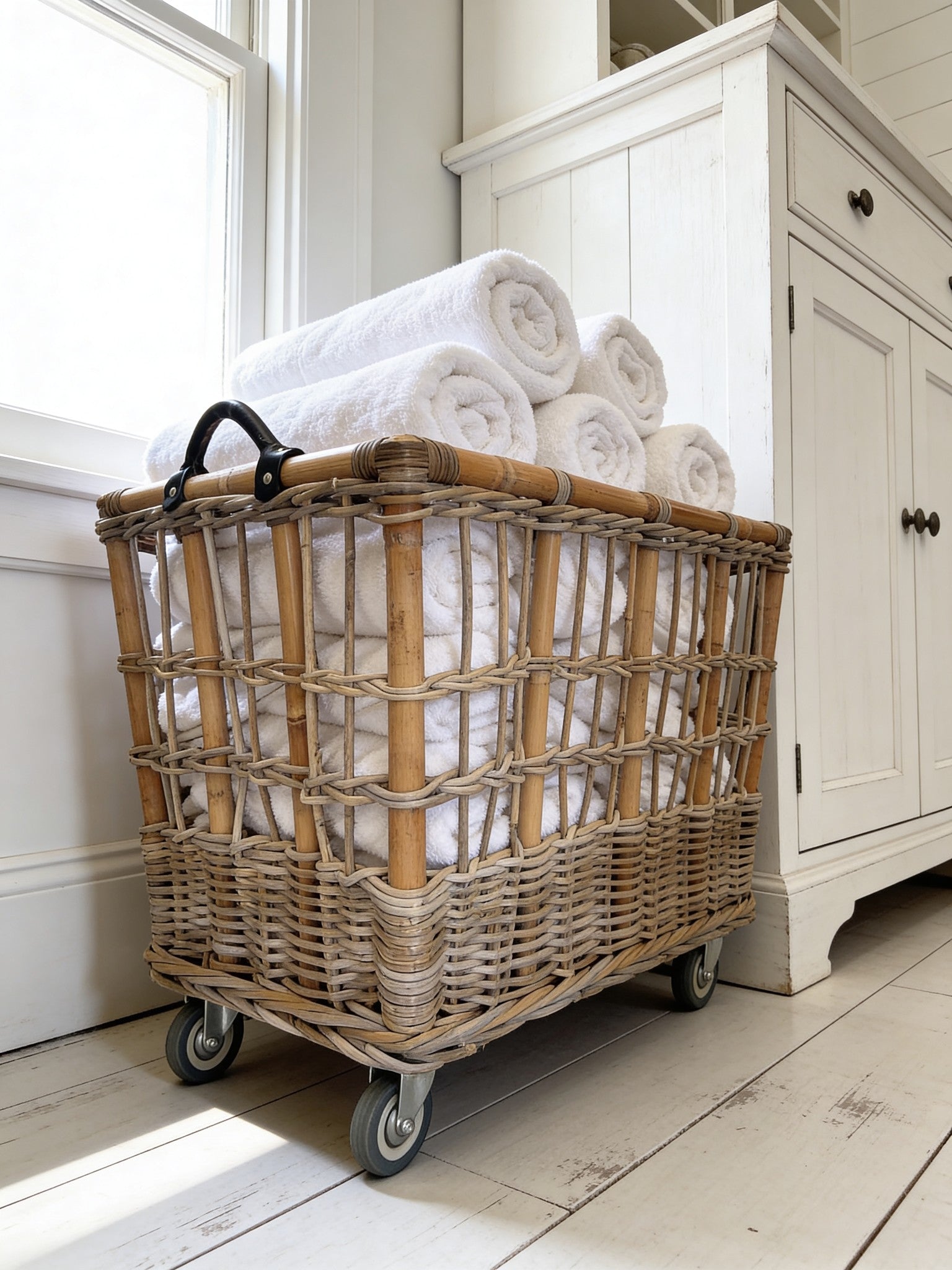 Rectangle Rattan Trolley on Wheels - The Hideaway