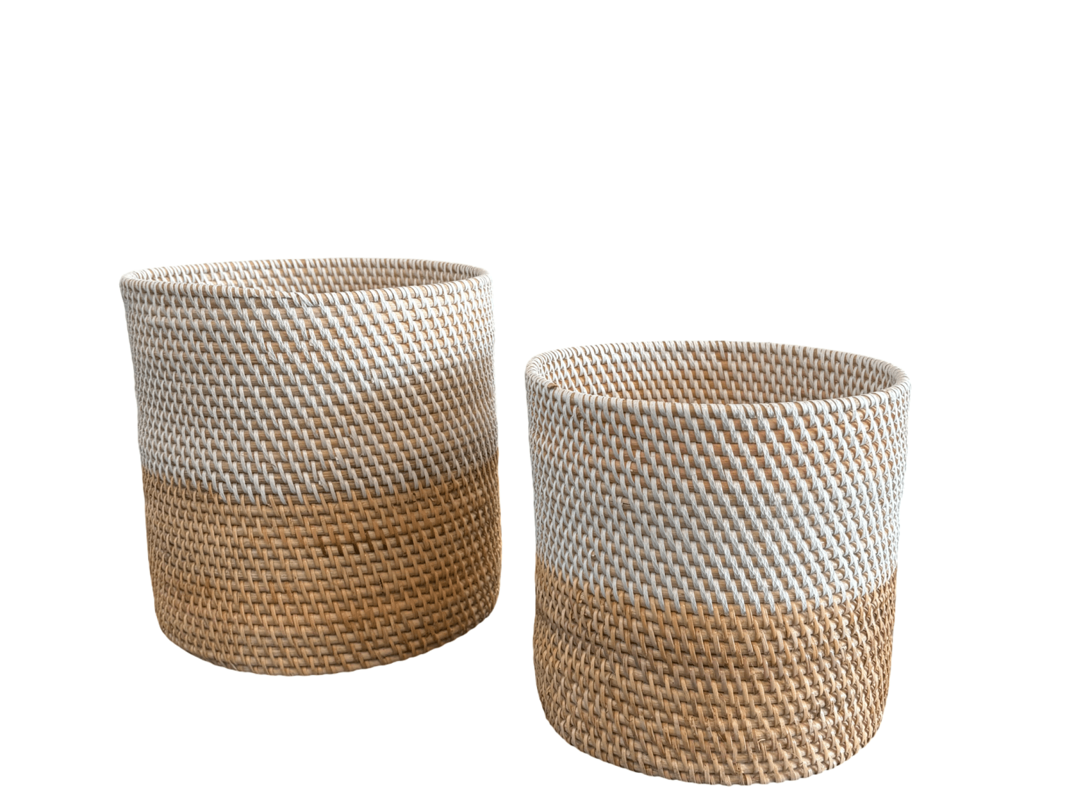 Rattan Waste Paper Basket Natural and White - The Hideaway