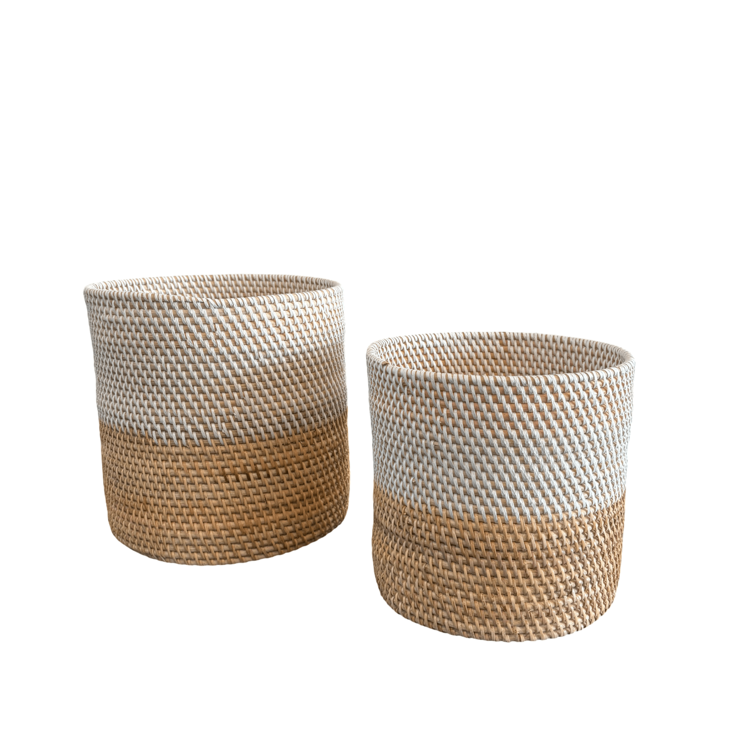 Rattan Waste Paper Basket Natural and White - The Hideaway