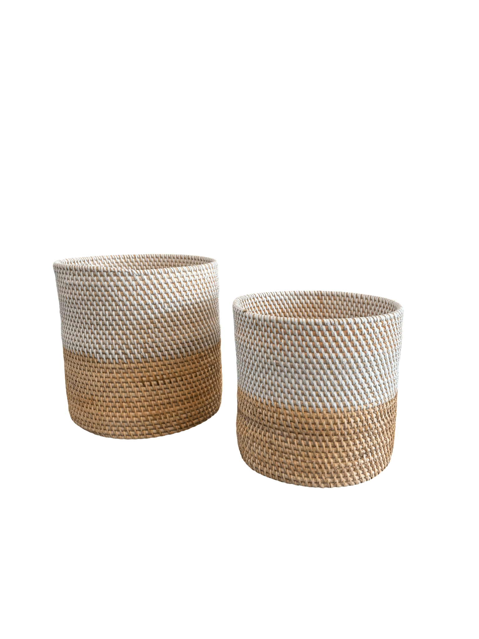 Rattan Waste Paper Basket Natural and White - The Hideaway