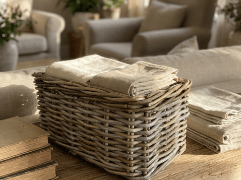 Small Rectangle Rattan Planter Basket - No Handles - The Hideaway