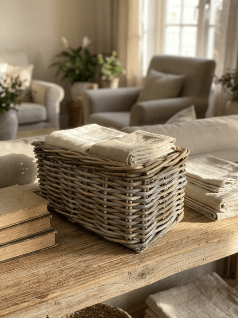 Small Rectangle Rattan Planter Basket - No Handles - The Hideaway