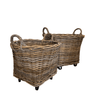 Round Rattan Basket On Wheels - The Hideaway