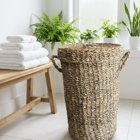 Small Seagrass Laundry Basket - The Hideaway