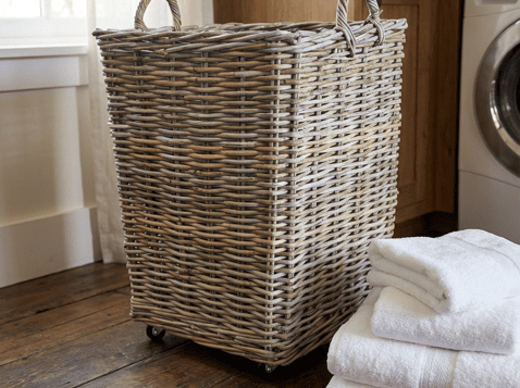 Square Rattan Basket on Wheels - The Hideaway