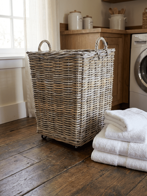 Square Rattan Basket on Wheels - The Hideaway