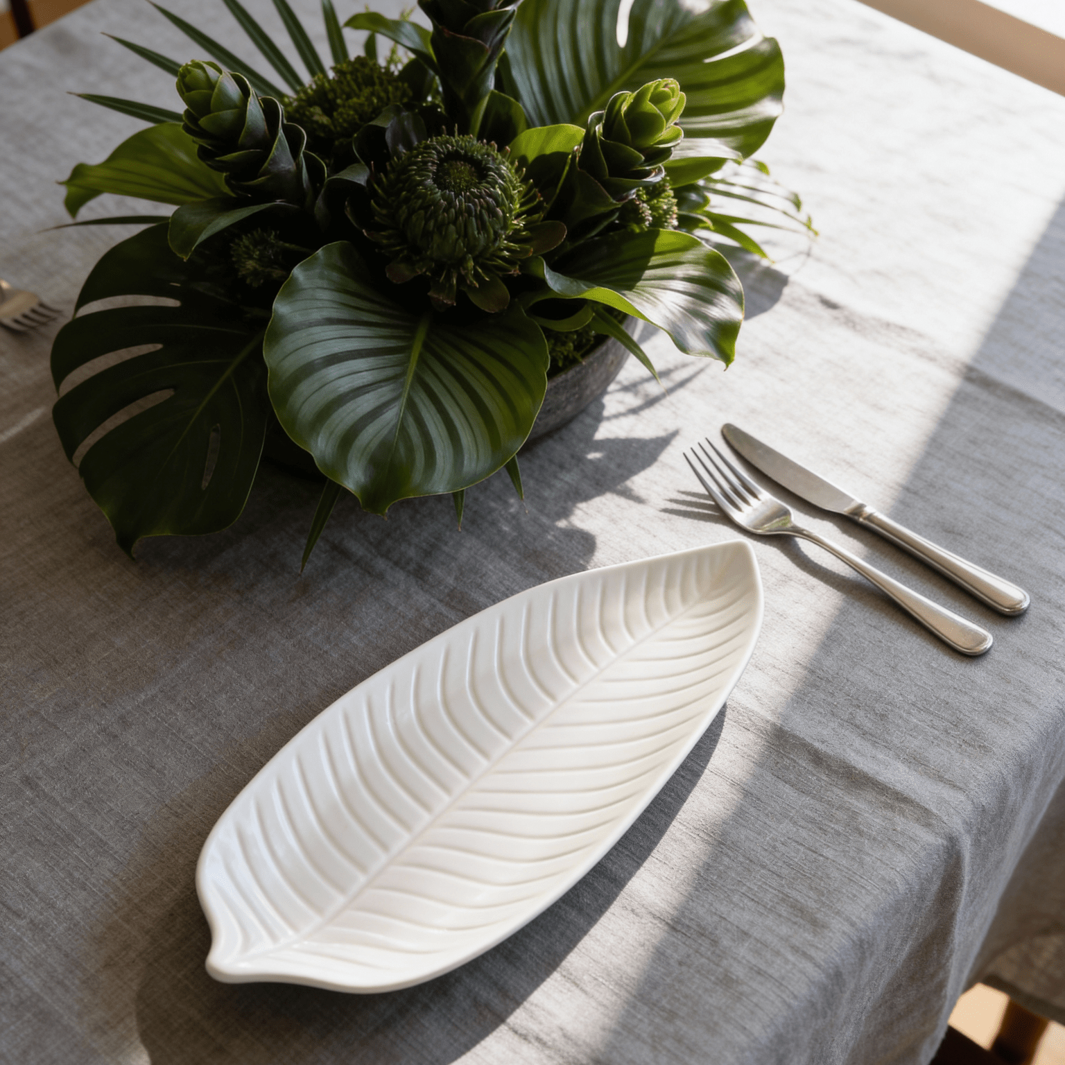White Leaf Melamine Platter - The Hideaway