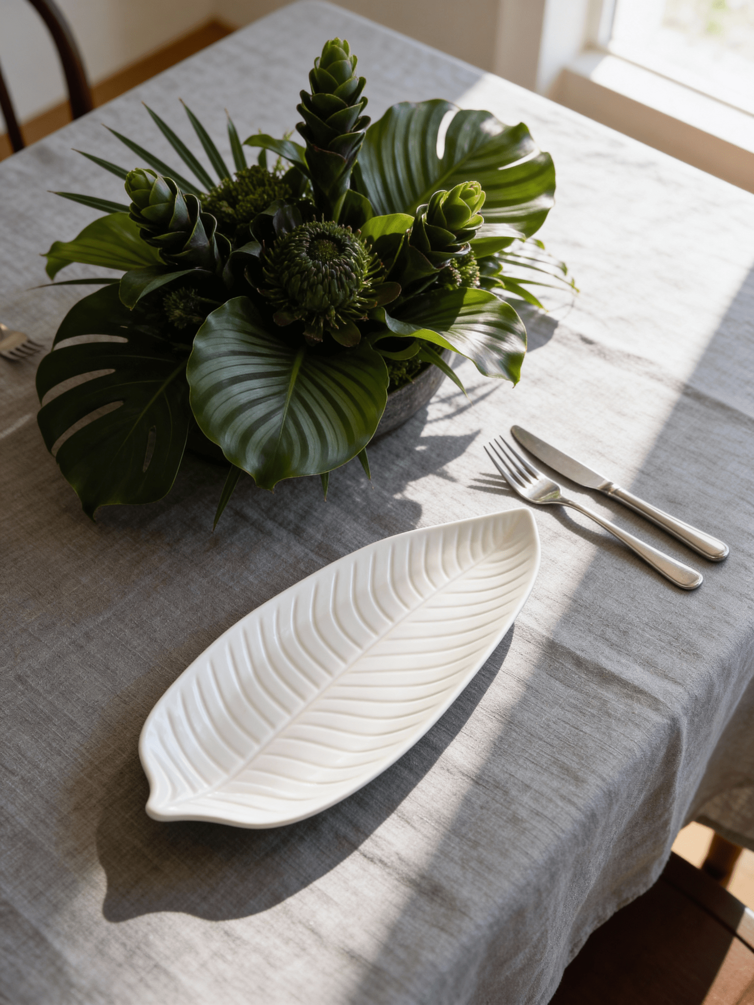 White Leaf Melamine Platter - The Hideaway