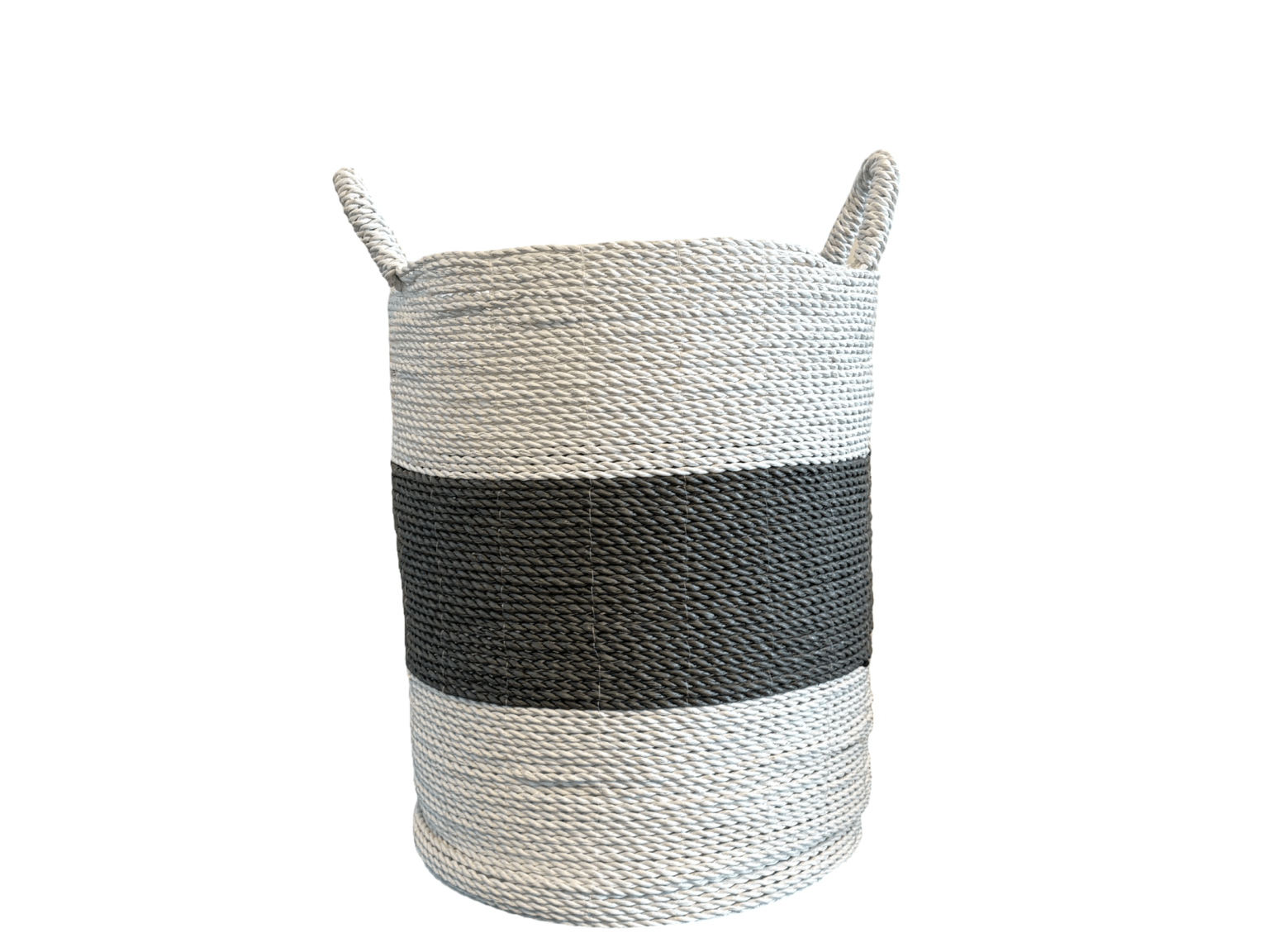 Grey and White Seagrass Laundry Basket - The Hideaway