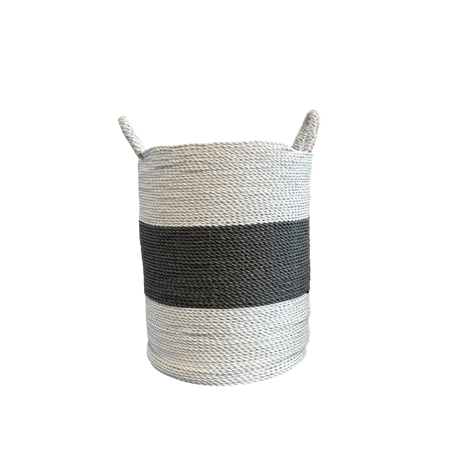 Grey and White Seagrass Laundry Basket - The Hideaway