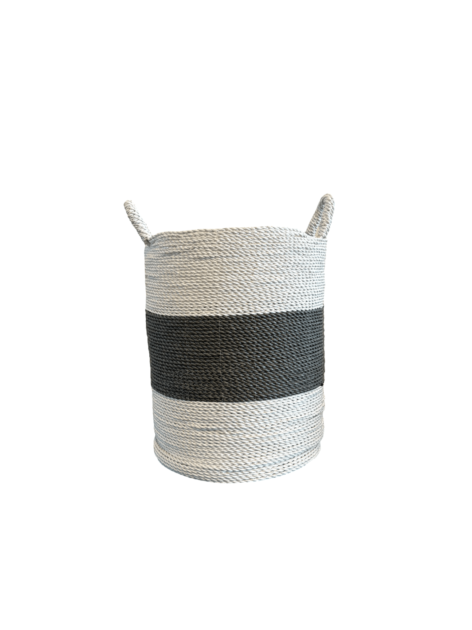 Grey and White Seagrass Laundry Basket - The Hideaway