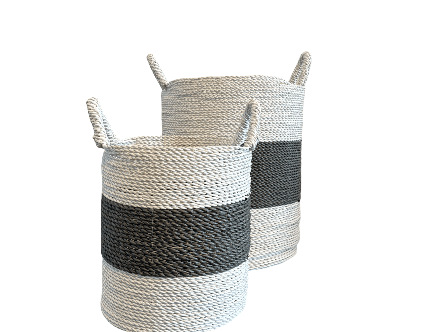 Grey and White Seagrass Laundry Basket - The Hideaway