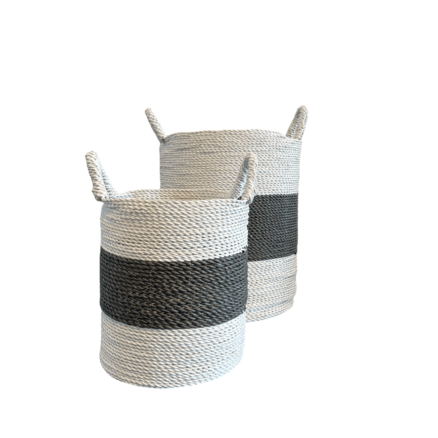 Grey and White Seagrass Laundry Basket - The Hideaway