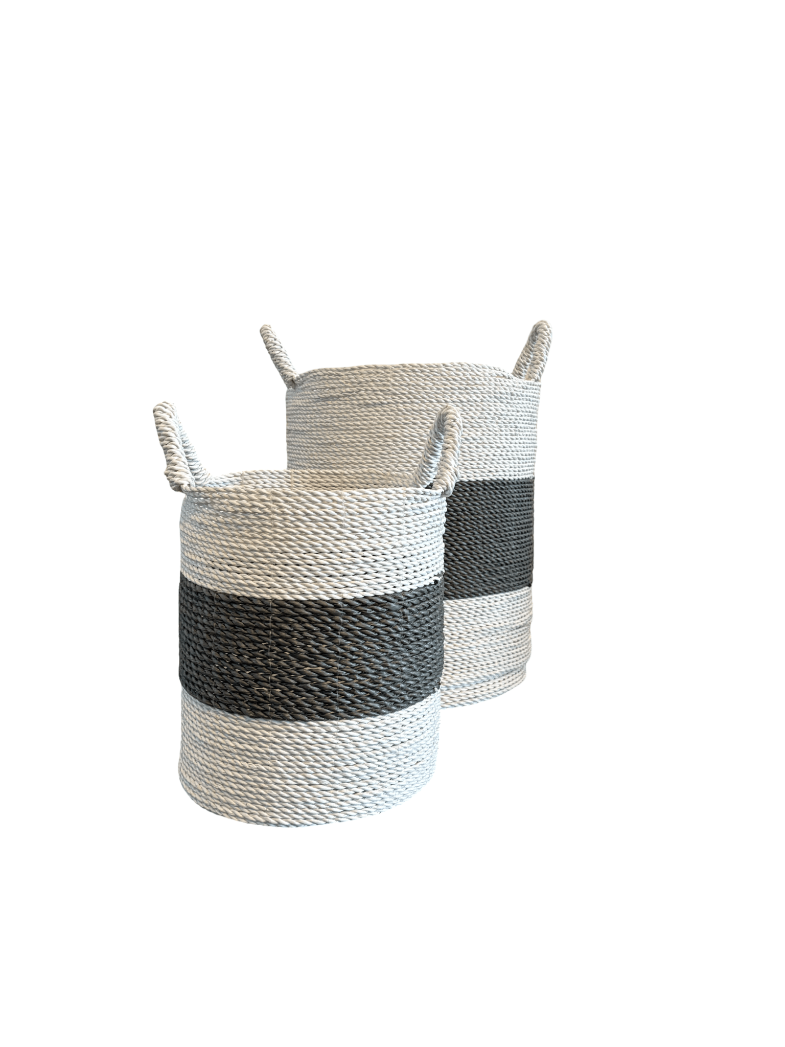 Grey and White Seagrass Laundry Basket - The Hideaway